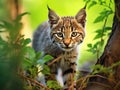 Ai Generated illustration Wildlife Concept of Curious Bobcat Kitten Royalty Free Stock Photo