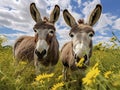 Ai Generated illustration Wildlife Concept of Curious donkeys Royalty Free Stock Photo