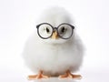 Ai Generated illustration Wildlife Concept of Cute little chicken coming out of a white egg Royalty Free Stock Photo