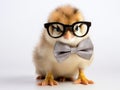 Ai Generated illustration Wildlife Concept of Cute little chicken in glasses Royalty Free Stock Photo