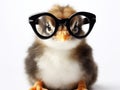 Ai Generated illustration Wildlife Concept of Cute little chicken in glasses Royalty Free Stock Photo