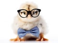 Ai Generated illustration Wildlife Concept of Cute little chicken in glasses Royalty Free Stock Photo