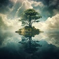 Ai Generated illustration Wildlife Concept of Cypress Tree Reflection Cypress Tree Knee