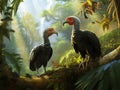 Ai Generated illustration Wildlife Concept of Dodo Birds In Forest