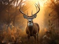 Ai Generated illustration Wildlife Concept of Drop tine whitetail buck in full rut Royalty Free Stock Photo