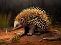 Ai Generated illustration Wildlife Concept of Echidna side Royalty Free Stock Photo