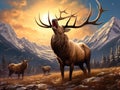 Ai Generated illustration Wildlife Concept of Elk Calling Royalty Free Stock Photo
