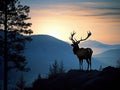 Ai Generated illustration Wildlife Concept of Elk Lookout Silhouette Royalty Free Stock Photo