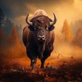 Ai Generated illustration Wildlife Concept of European bison