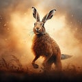 Ai Generated illustration Wildlife Concept of European hare (Lepus europaeus)