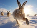 Ai Generated illustration Wildlife Concept of european hare running