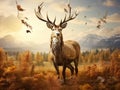 Ai Generated illustration Wildlife Concept of Fallow Deer Royalty Free Stock Photo