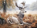 Ai Generated illustration Wildlife Concept of Fallow Deer Royalty Free Stock Photo