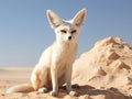 Ai Generated illustration Wildlife Concept of A Fennec Fox in the White Desert