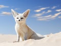 Ai Generated illustration Wildlife Concept of A Fennec Fox in the White Desert
