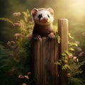Ai Generated illustration Wildlife Concept of Ferret on a POST Royalty Free Stock Photo