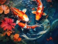 Ai Generated illustration Wildlife Concept of Fish in pond nature background Royalty Free Stock Photo