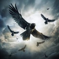 Ai Generated illustration Wildlife Concept of Flock of birds isolated Royalty Free Stock Photo