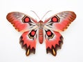 Ai Generated illustration Wildlife Concept of Flying Cecropia moth isolated on white Royalty Free Stock Photo