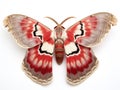 Ai Generated illustration Wildlife Concept of Flying Cecropia moth isolated on white Royalty Free Stock Photo
