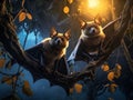 Ai Generated illustration Wildlife Concept of Fruit bats