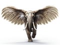 Ai Generated illustration Wildlife Concept of Fun Flying Elephant with Wings Isolated Royalty Free Stock Photo