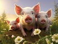 Ai Generated illustration Wildlife Concept of Funny pig Royalty Free Stock Photo