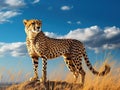 Ai Generated illustration Wildlife Concept of Gazing cheetah Royalty Free Stock Photo