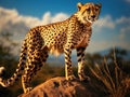 Ai Generated illustration Wildlife Concept of Gazing cheetah Royalty Free Stock Photo