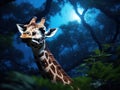 Ai Generated illustration Wildlife Concept of Giraffe attention