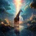 Ai Generated illustration Wildlife Concept of Giraffe masai mara kenya wildlife of africa Royalty Free Stock Photo