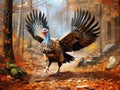Ai Generated illustration Wildlife Concept of Gobbler Strut Royalty Free Stock Photo