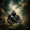 Ai Generated illustration Wildlife Concept of Gorilla in Gabon lowland gorilla Royalty Free Stock Photo