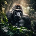 Ai Generated illustration Wildlife Concept of Gorilla in Gabon lowland gorilla Royalty Free Stock Photo