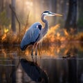 Ai Generated illustration Wildlife Concept of Great Blue Heron at Myakka Royalty Free Stock Photo