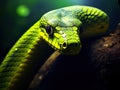 Ai Generated illustration Wildlife Concept of Green mamba snake