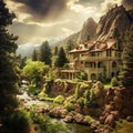 Ai Generated illustration Wildlife Concept of Houses around Boulder Colorado