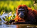 Ai Generated illustration Wildlife Concept of Howler monkey in pantanal Brazil