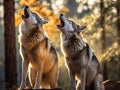 Ai Generated illustration Wildlife Concept of Howling Mexican gray wolves