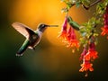 Ai Generated illustration Wildlife Concept of Humming birds feeding Royalty Free Stock Photo