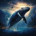 Ai Generated illustration Wildlife Concept of Humpback Whale Marine Animal Isolated Royalty Free Stock Photo