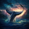 Ai Generated illustration Wildlife Concept of Humpback Whale Tail Alaska
