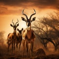 Ai Generated illustration Wildlife Concept of Impala Antelope - Serengeti Tanzania Africa Royalty Free Stock Photo