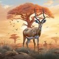 Ai Generated illustration Wildlife Concept of Impala Antelope - Serengeti Tanzania Africa Royalty Free Stock Photo