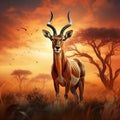 Ai Generated illustration Wildlife Concept of Impala Antelope - Serengeti Tanzania Africa Royalty Free Stock Photo