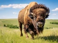 Ai Generated illustration Wildlife Concept of Impressive American Bison On The Kansas Plains