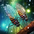 Ai Generated illustration Wildlife Concept of Insect wings of fly