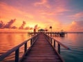 Ai Generated illustration Wildlife Concept of Islamorada Florida Keys Dock Pier Sunrise Royalty Free Stock Photo