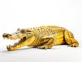 Ai Generated illustration Wildlife Concept of Isolated golden crocodile