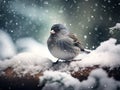 Ai Generated illustration Wildlife Concept of Junco bird in the snow Royalty Free Stock Photo